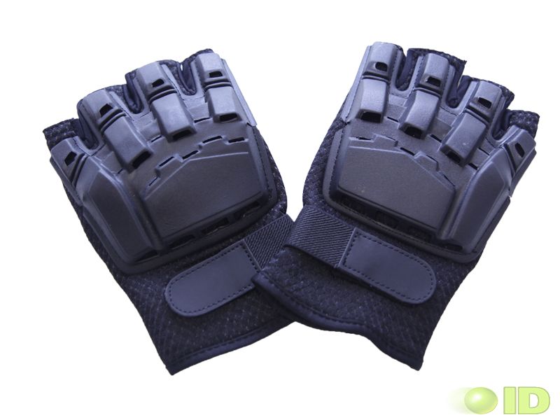 Halbfingerhandschuhe mit Protectoren Schwarz
