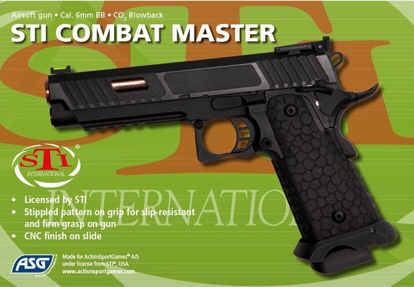 ASG STI Combat Master Airsoft Co2 Pistole Metallschlitten Blowback 6mm BBs Schwarz