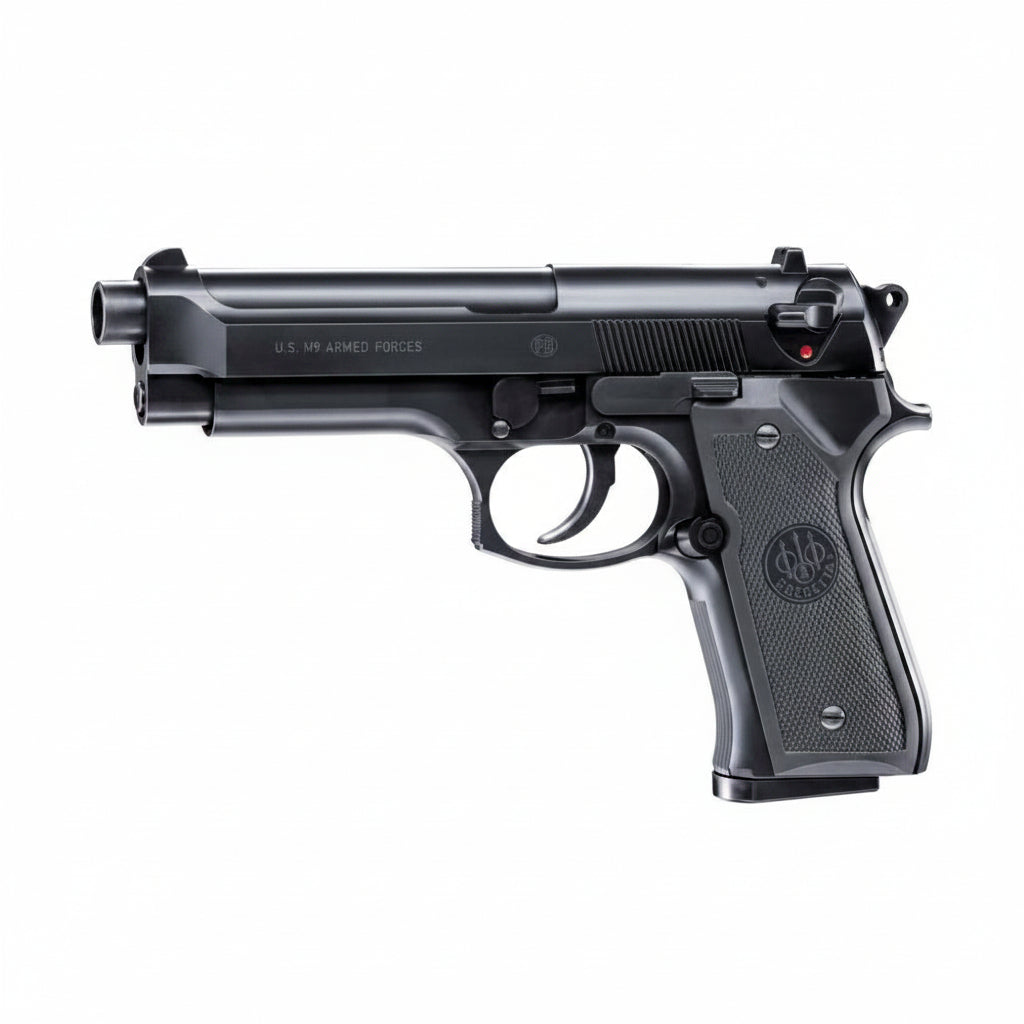 Beretta M9 World Defender 0,5J Airsoft Pistole mit Federdruck und 12 Schuss Magazin im klassischen Design.