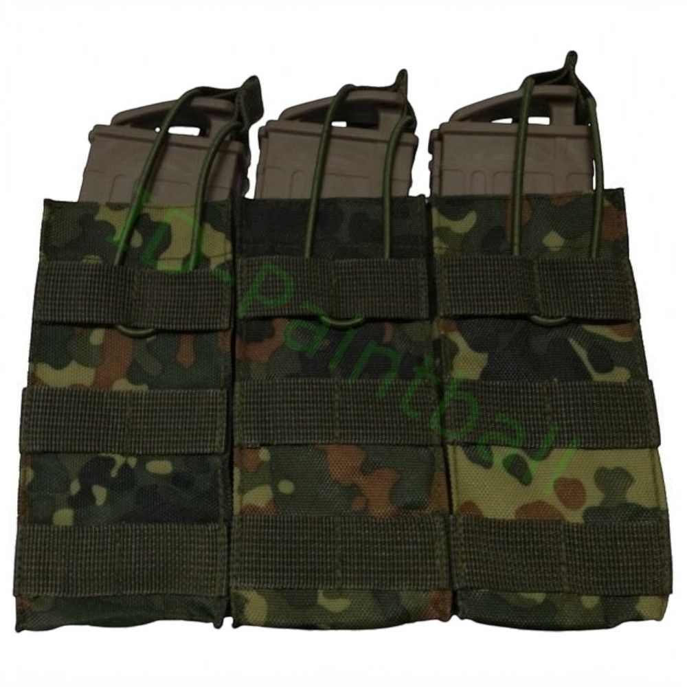 id-paintball 3-fach Molle Magazintasche in Flecktarn mit elastischem Kordelzug für Paintball-Magazine