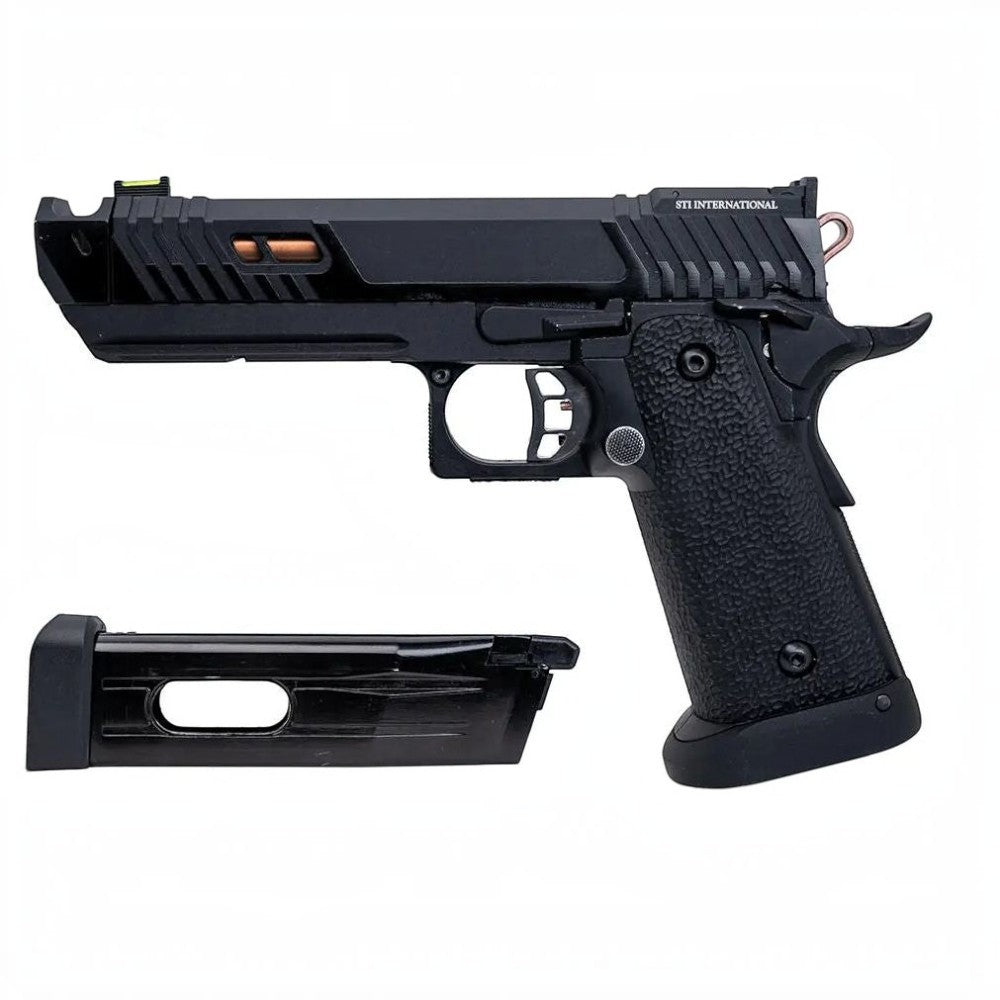 id-paintball ASG STI Pit Viper CO2 Airsoft Pistole in Schwarz mit Metallschlitten, Kompensator und Magazin