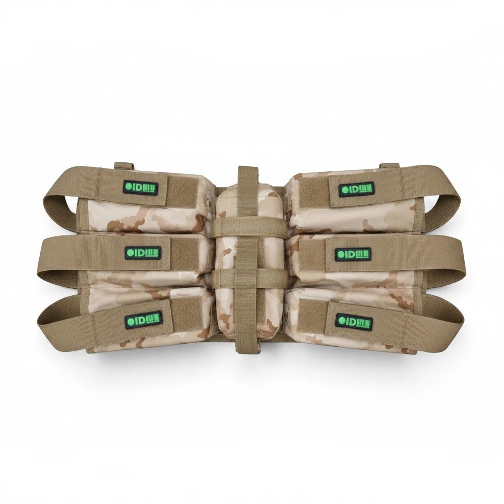 id-paintball Battlepack 6+1 HP in Desert Camo mit verstellbaren Pottaschen und Flaschenhalterung für Paintball