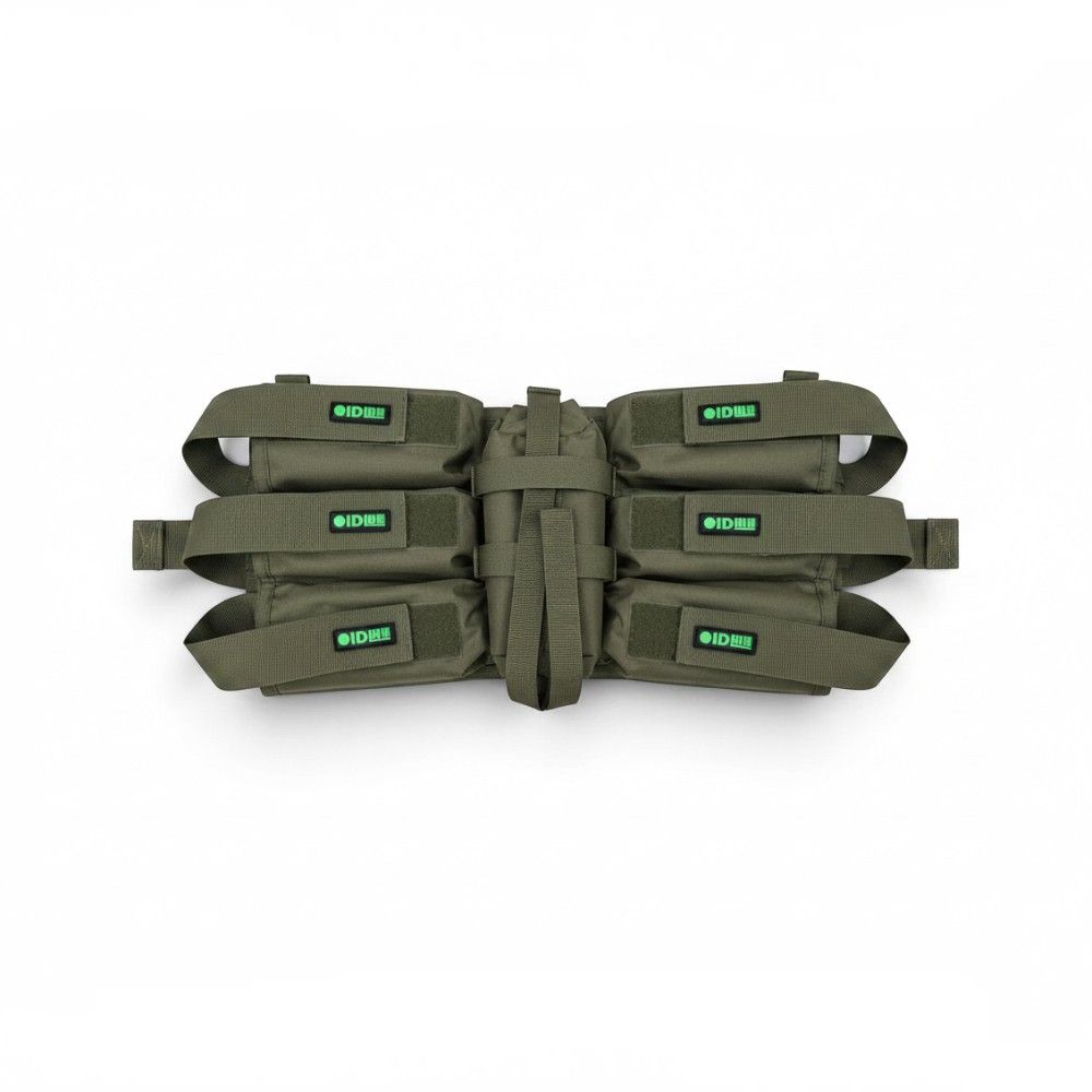 id-paintball Battlepack 6+1 HP in Oliv mit verstellbaren Pottaschen und Flaschenhalterung für Paintball
