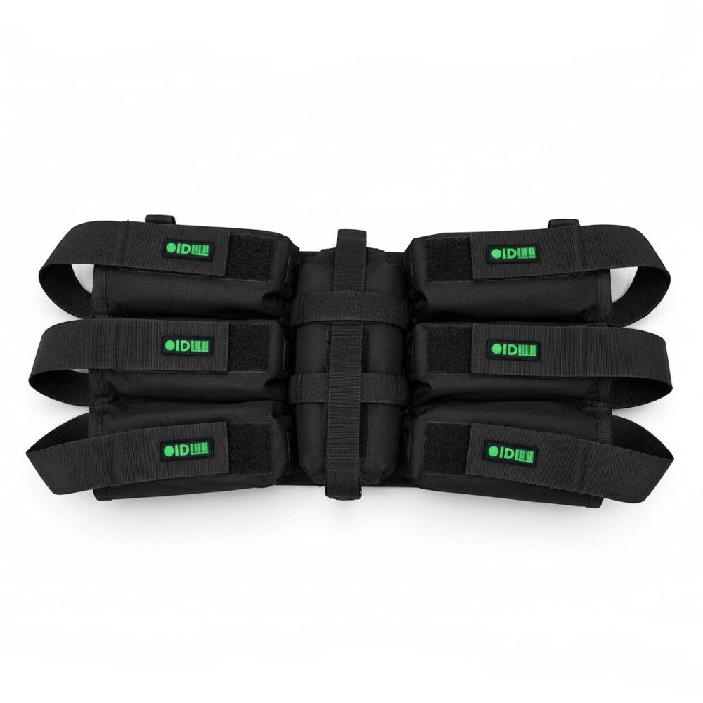 id-paintball Battlepack 6+1 HP in Schwarz mit verstellbaren Pottaschen und Flaschenhalterung für Paintball