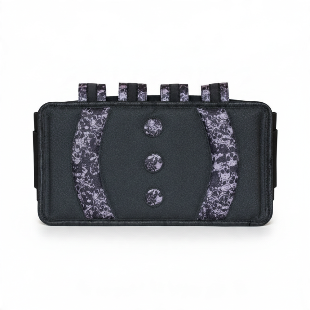 id-paintball Battlepack Skulls in Grau mit Totenkopf-Muster für 9 Paintball-Pötte und gepolstertem Rückenteil
