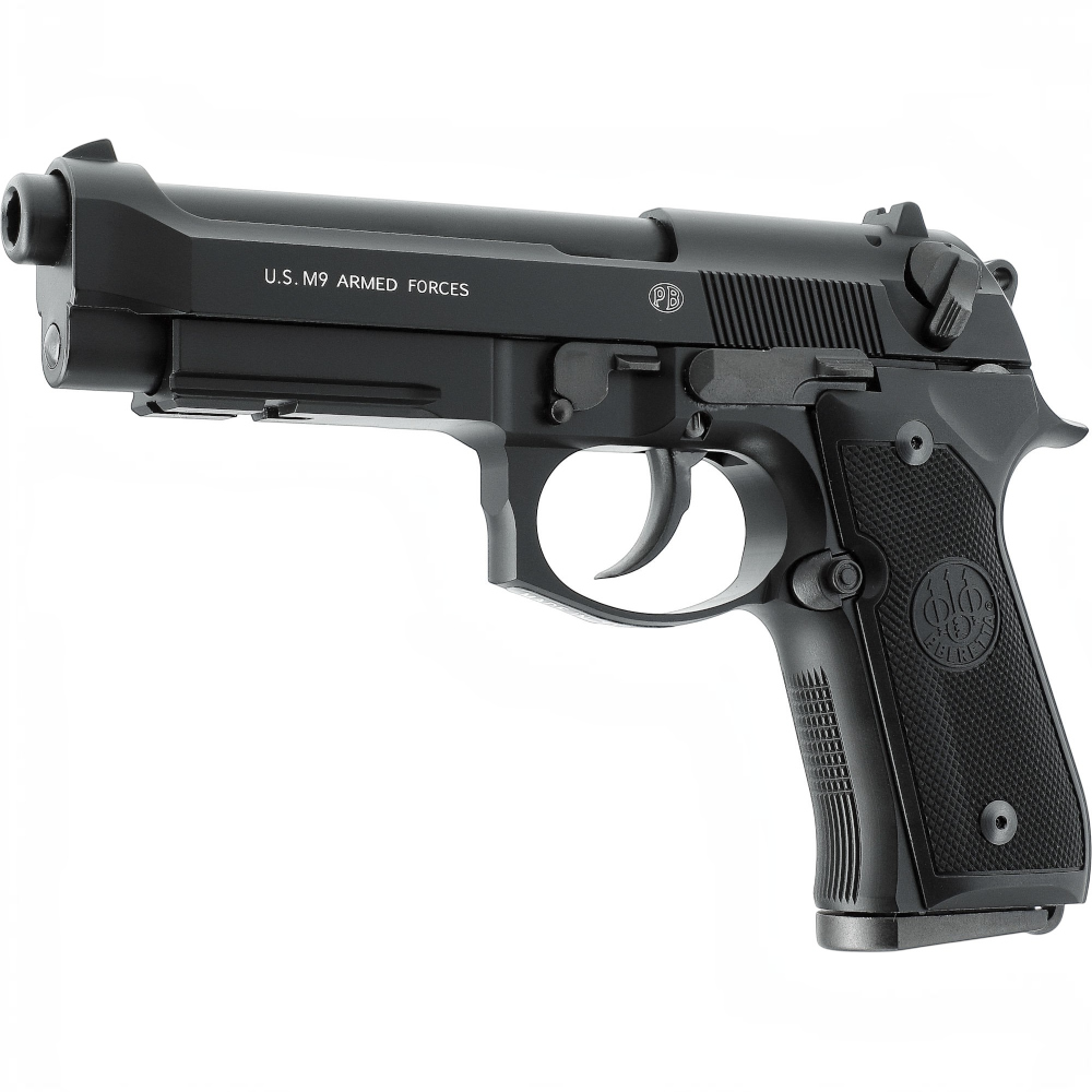 id-paintball Beretta M9 92SB-F Airsoft-Pistole aus Vollmetall in Schwarz mit Blowback-System und Underrail