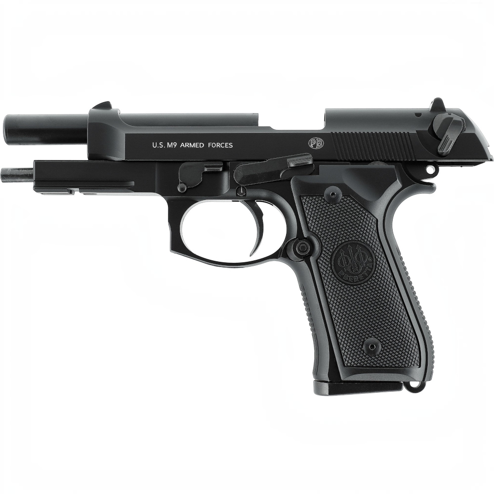 id-paintball Beretta M9 GBB Airsoft-Pistole aus Vollmetall in Schwarz mit Blowback-System und Underrail