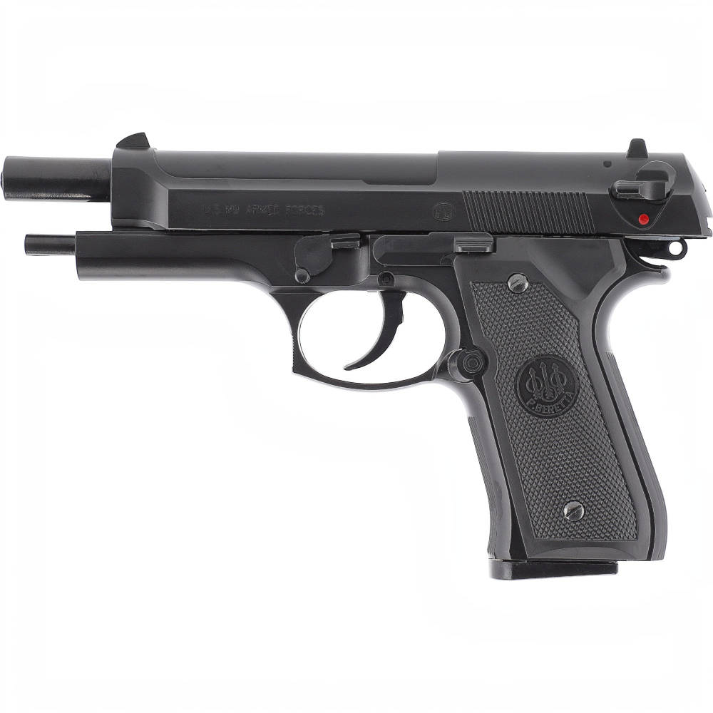 id-paintball Beretta M9 World Defender Airsoft Pistole in Schwarz mit Federdruck und klassischem Design
