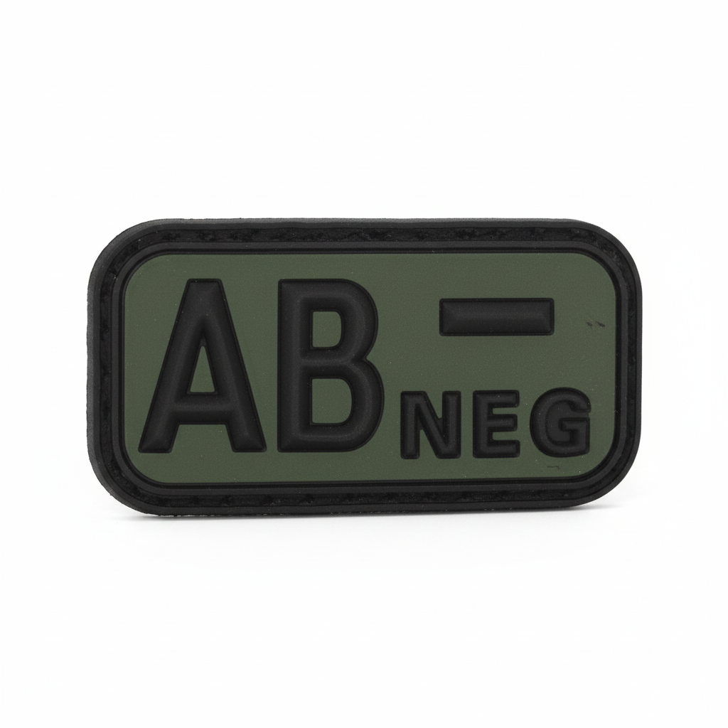 id-paintball Blutgruppen Patch AB negativ in Olivgrün aus robustem 3D-Gummi mit Klettrückseite
