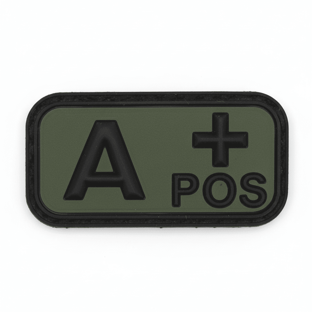 id-paintball Blutgruppen Patch A positiv in Olivgrün aus robustem 3D-Gummi mit Klettrückseite für taktische Ausrüstung