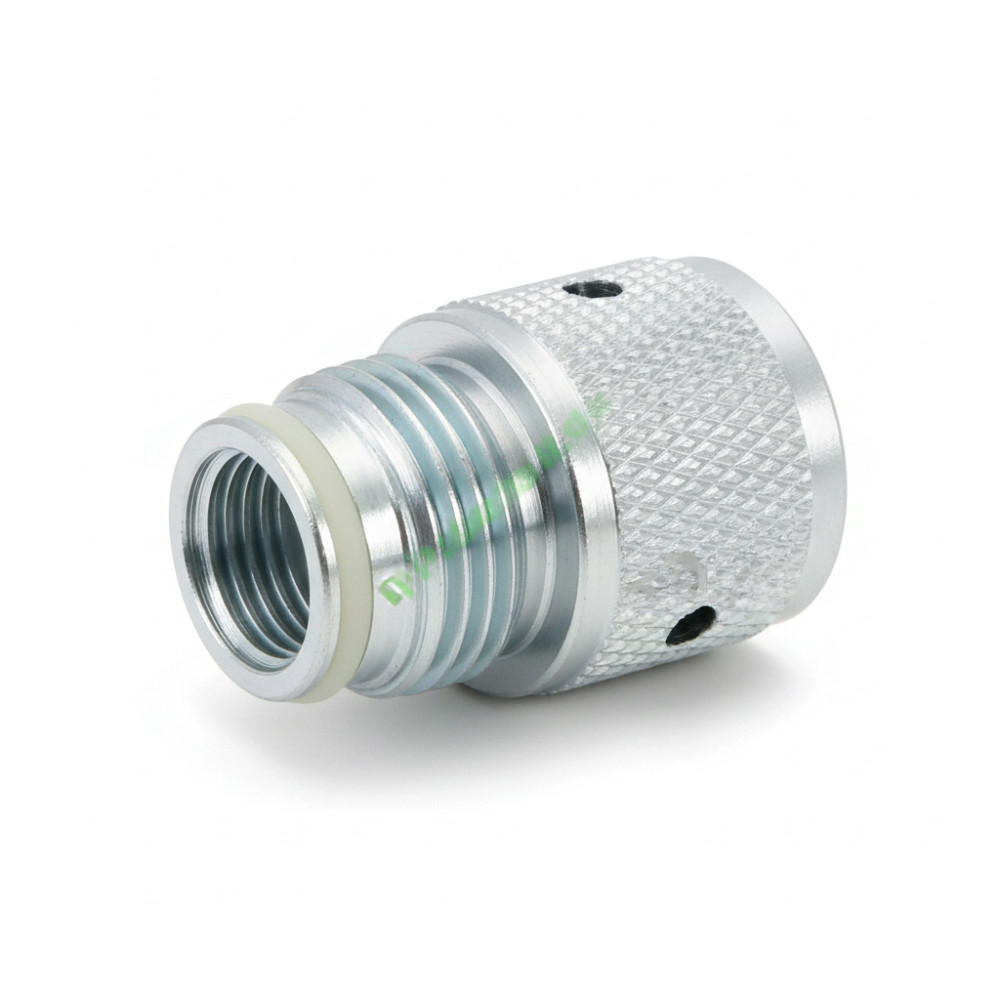 id-paintball CO2 Tank Adapter für 88g Kapseln aus silbernem Metall mit gerändelter Oberfläche