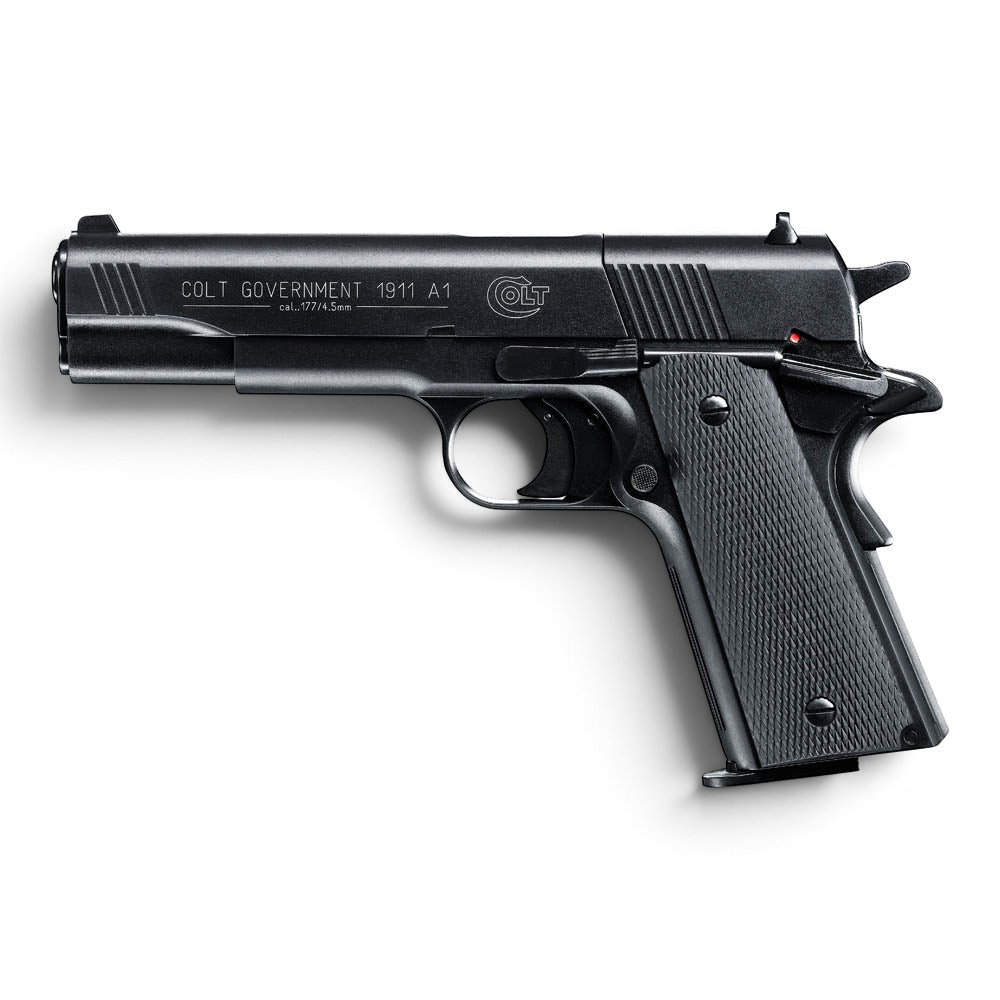 id-paintball Colt Government 1911 A1 CO2-Pistole in Schwarz aus Vollmetall für 4,5 mm Diabolos