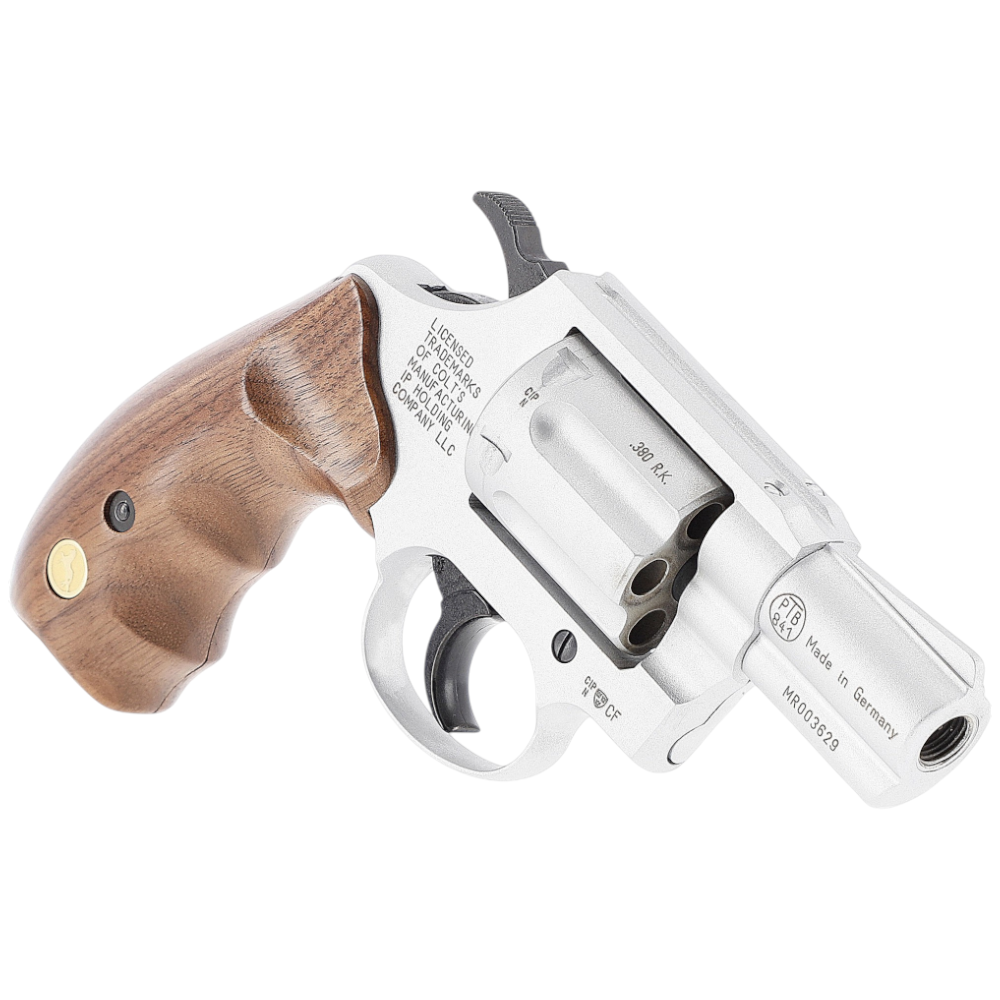 id-paintball Colt Detective Special Schreckschussrevolver in Nickel mit Holzgriffschalen und 6-Schuss-Trommel
