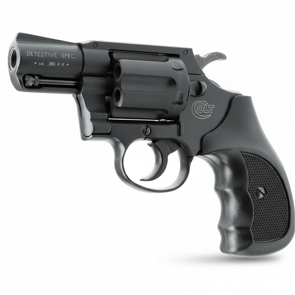 id-paintball Colt Detective Special 9mm R.K. Revolver in Schwarz mit ergonomischen Combat-Griffschalen und 6-Schuss-Trommel