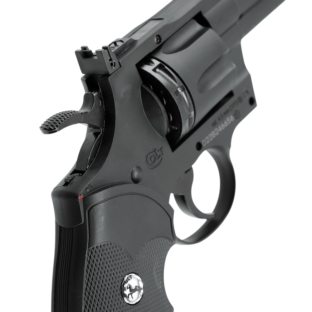 id-paintball Colt Python 6 Zoll CO2 Revolver in Schwarz mit Single- und Double-Action-Abzug und verstellbarer Visierung