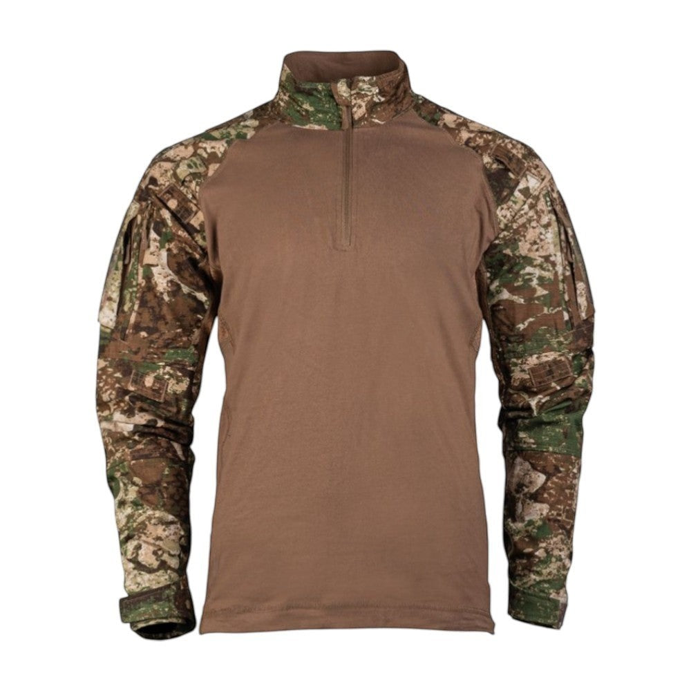 id-paintball Combat Shirt Tactical 2.0 in WASP I Z2 Tarnmuster mit braunem Baumwoll-Torso und Ripstop-Ärmeln