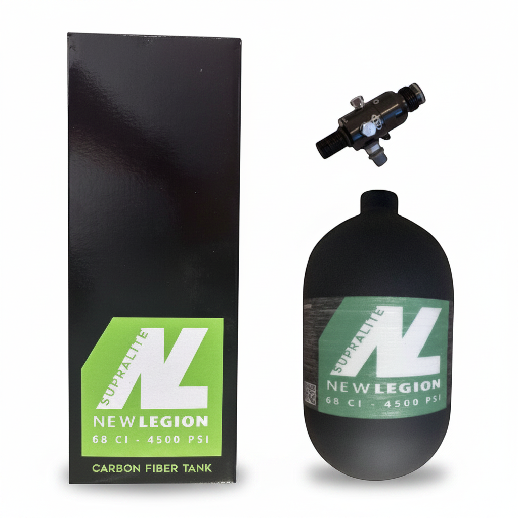 id-paintball New Legion Dwarf Supra Lite 1,1 Liter Composite HP System mit Regulator in mattem Schwarz