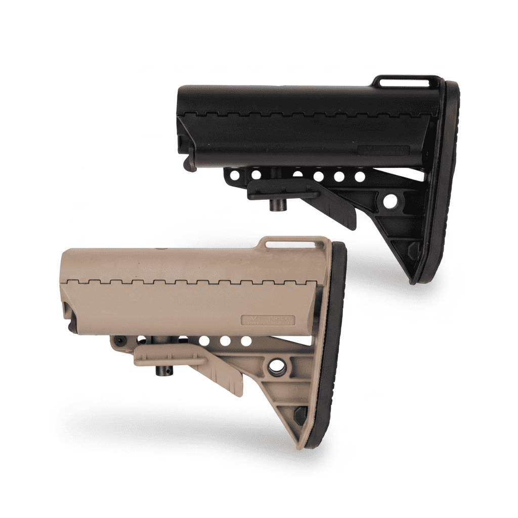 id-paintball DELTA SIX MTS Schulterstützen-Cover in Schwarz und Tan aus stoßfestem Kunststoff mit gummierter Rückseite