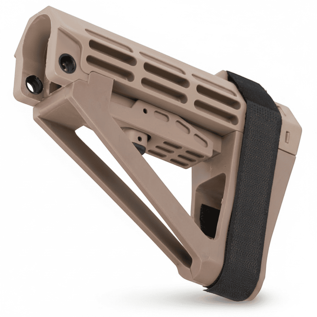 id-paintball DELTA SIX MU Schulterstützen-Cover in Tan aus stoßfestem Kunststoff mit verstellbarem Klettband