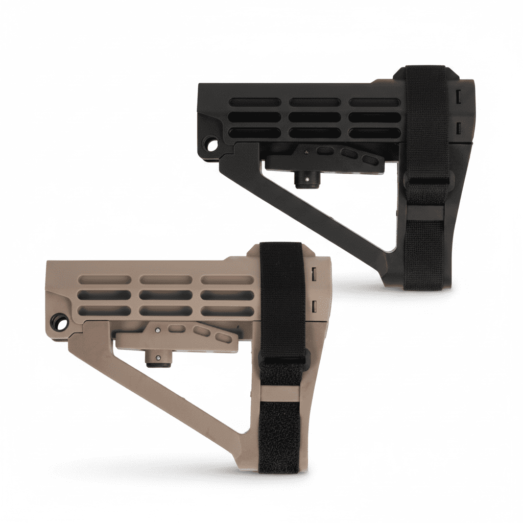 id-paintball DELTA SIX MU Schulterstützen-Cover in Schwarz und Tan aus stoßfestem Kunststoff mit Klettband