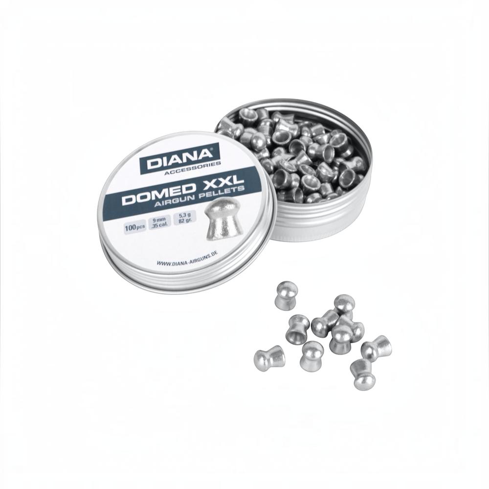 id-paintball DIANA Domed 9mm Rundkopf Diabolos in silberner Metalldose mit 100 Stück für starke Luftgewehre