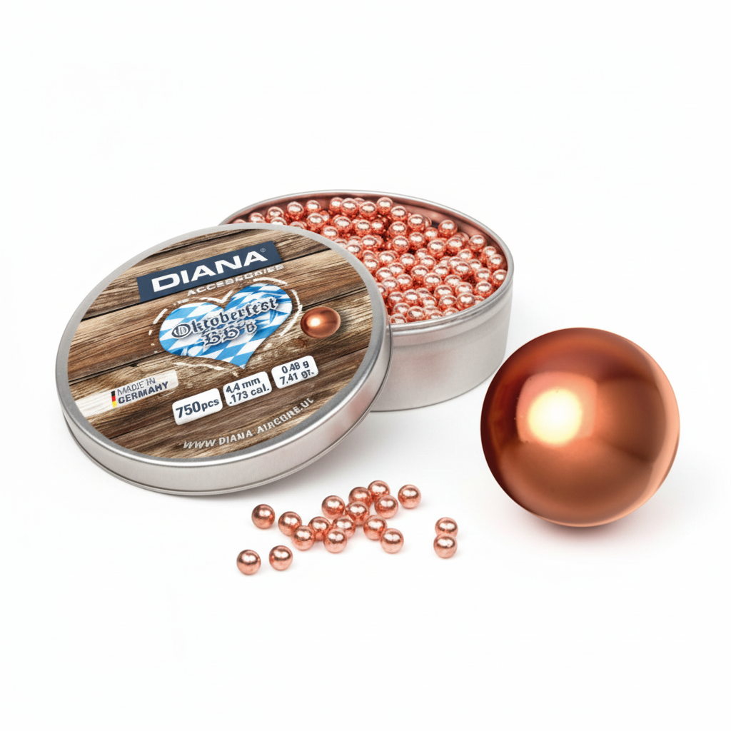 id-paintball DIANA Oktoberfest 4,4 mm verkupferte Blei-Rundkugeln in einer Metalldose mit 750 Stück
