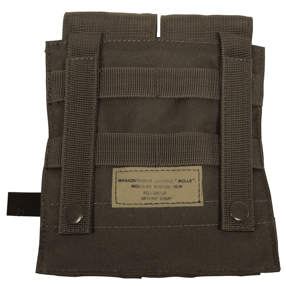 id-paintball doppelte Magazintasche in Oliv aus robustem Polyester mit MOLLE-System zur Befestigung an Ausrüstung