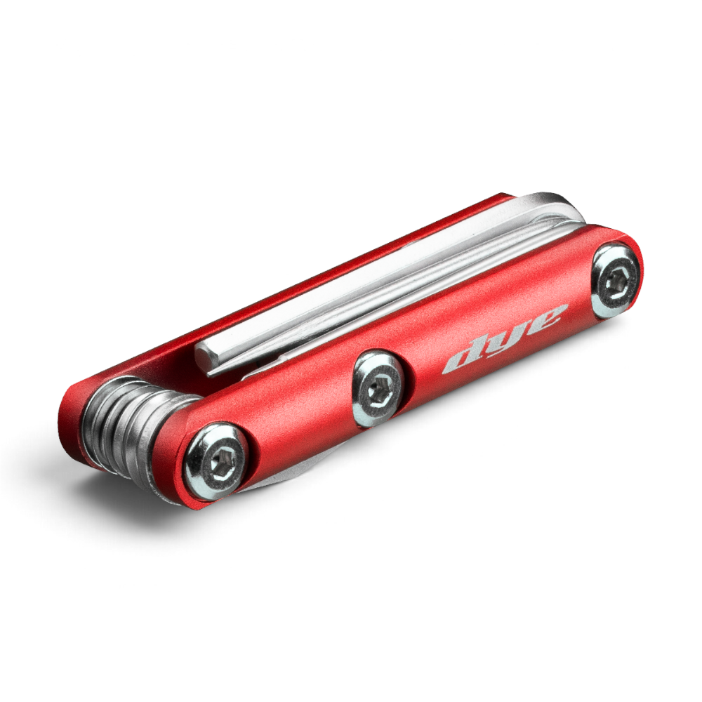 id-paintball DYE Core Multi Tool in Rot mit Inbusschlüsseln, Schraubendrehern und O-Ring Pick für Paintball-Marker