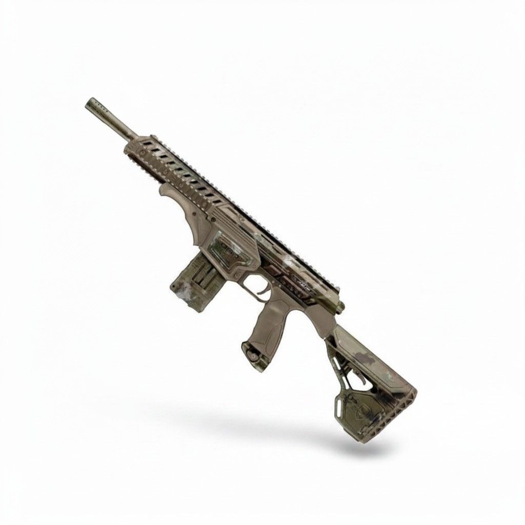 id-paintball Dye DAM Paintball Markierer in Camouflage-Optik mit Magazin für Woodland- und Szenariospiele