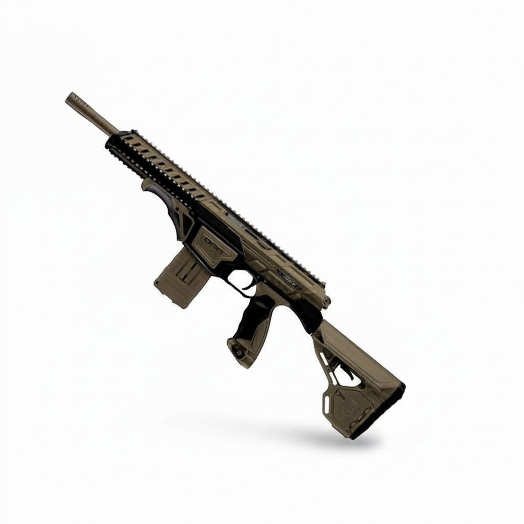 id-paintball Dye DAM Paintball Markierer in Tan mit Magazin und taktischem Design für Woodland-Szenarien