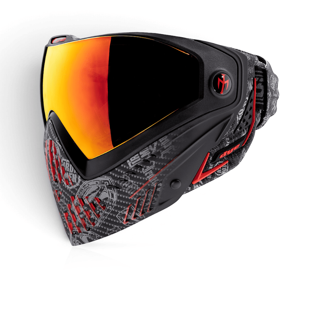 id-paintball DYE i5 Paintball Maske in IM Shields Rot und Schwarz mit Thermalglas und integrierter Belüftung
