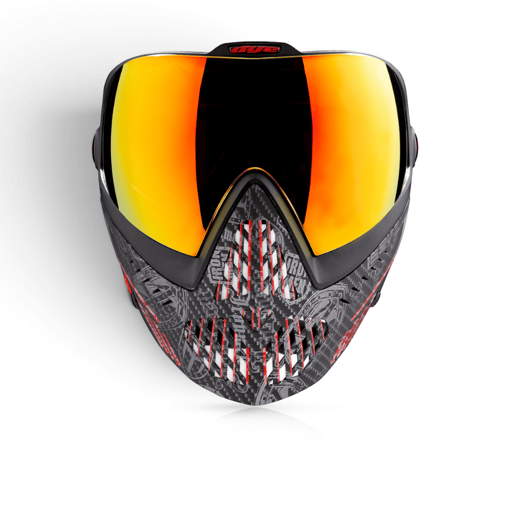 id-paintball DYE i5 Paintball Maske in IM Shields Rot Schwarz mit 290 Grad Thermalglas und Belüftungssystem