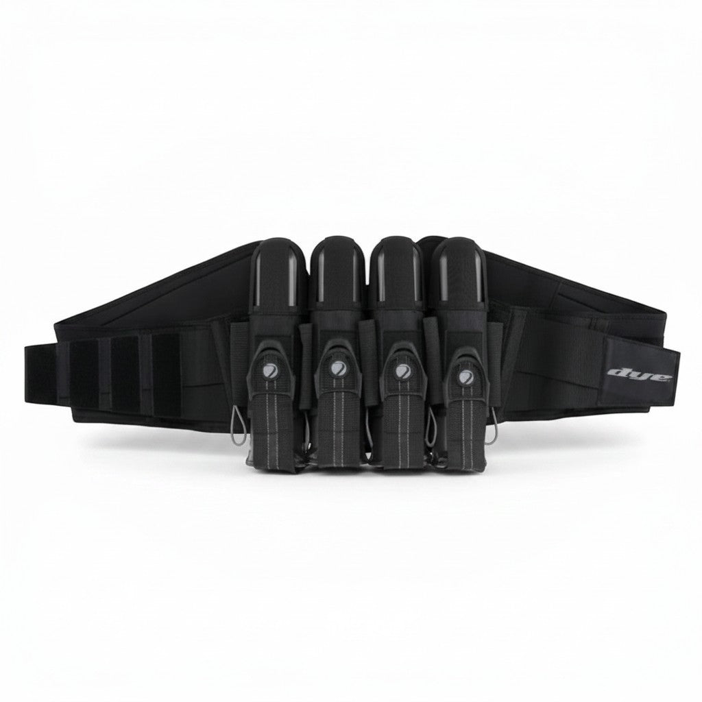 id-paintball Dye Jet Pack 4+5 Battlepack in Schwarz und Grau mit rutschfestem Gurt und elastischen Pod-Halterungen