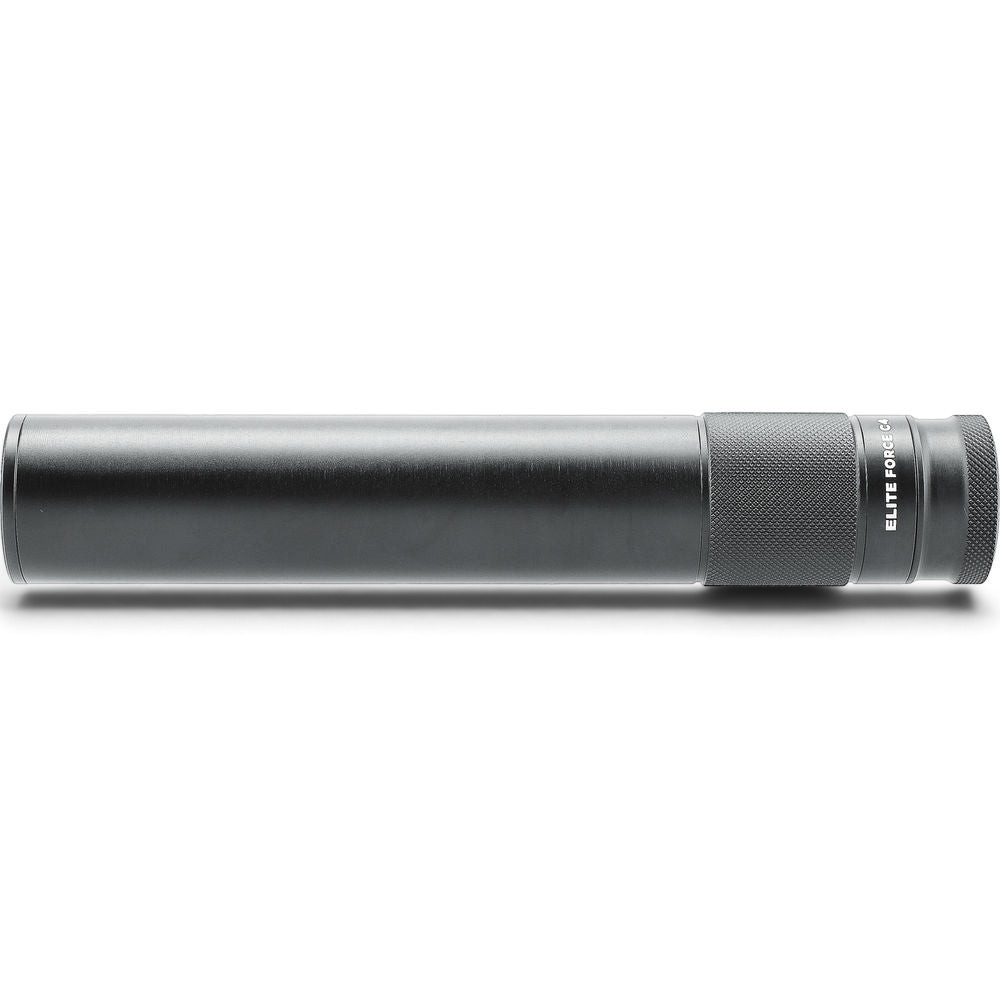 id-paintball Elite Force C4 Mock Suppressor aus schwarzem Aluminium für Airsoftwaffen mit M14x1 Linksgewinde