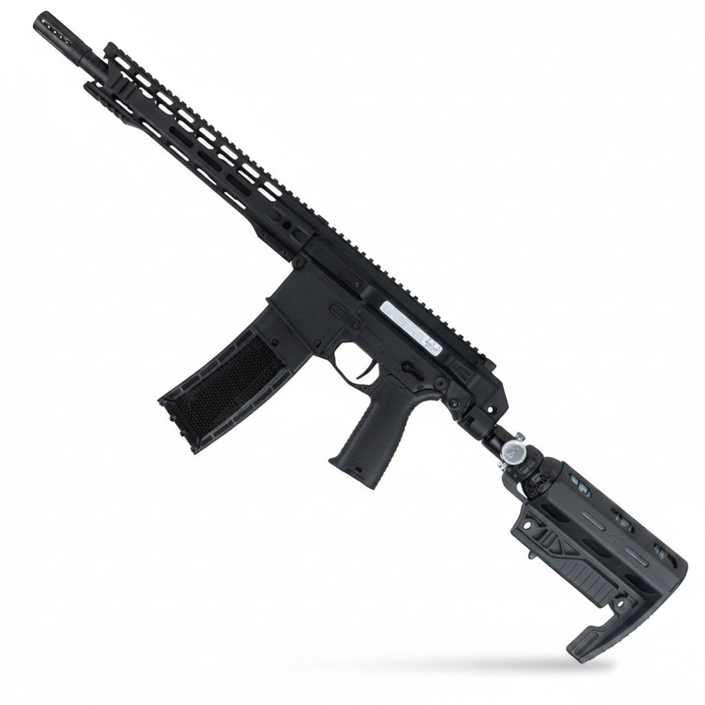 id-paintball Planet Eclipse EMF200 MagFed Markierer in Schwarz mit M-Lok Handschutz und AR-Style Design