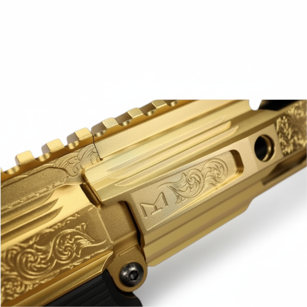 id-paintball Planet Eclipse EMF200 Scroll Markierer mit detaillierter goldener Gravur und M-LOK Handschutz