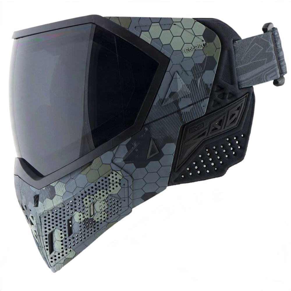 id-paintball Empire EVS Hex Camo Paintball Maske mit getöntem Thermalglas und futuristischem Design