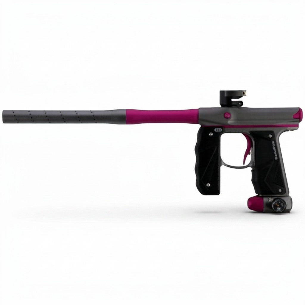 id-paintball Empire Mini GS Paintball Markierer in Dust Grey und Dust Pink mit 14-Zoll Lauf und gummiertem Frontgriff