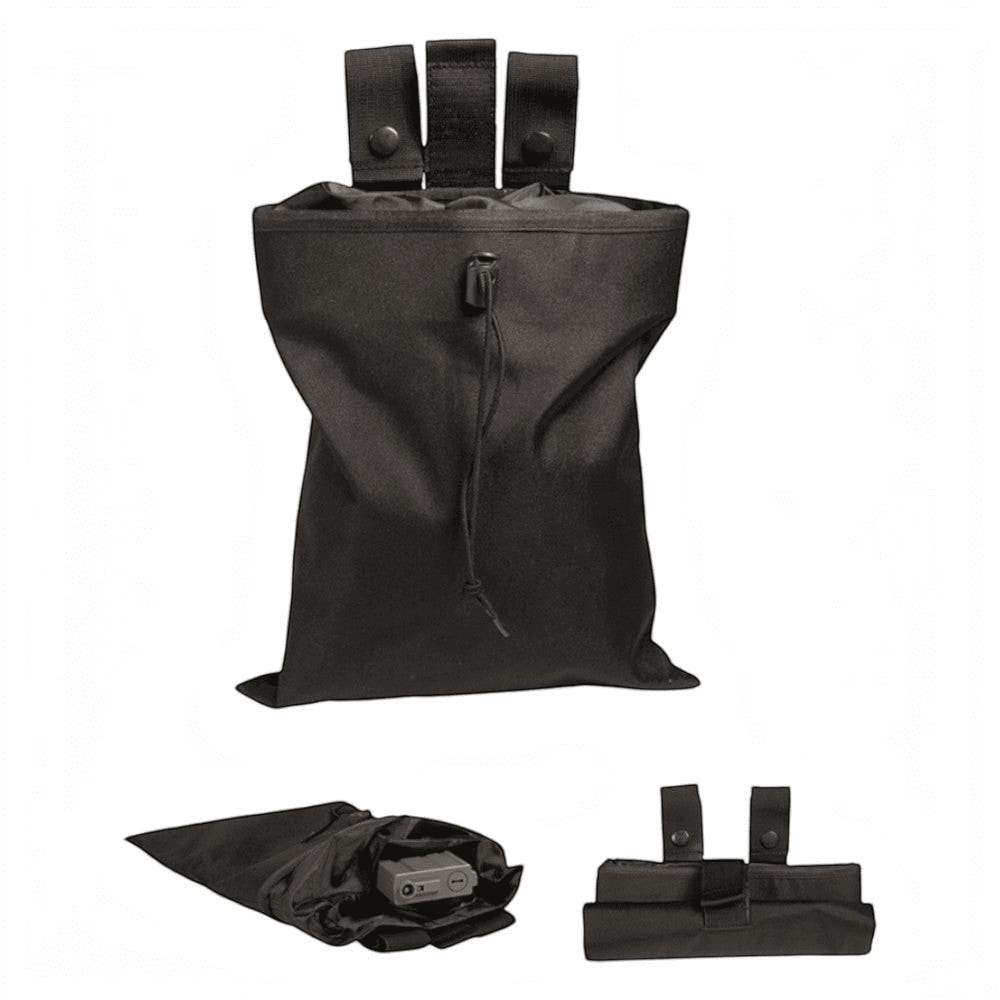 id-paintball Empty Shell Pouch aus schwarzem Polyester mit Kordelzug, zusammenrollbar für Airsoft und Paintball