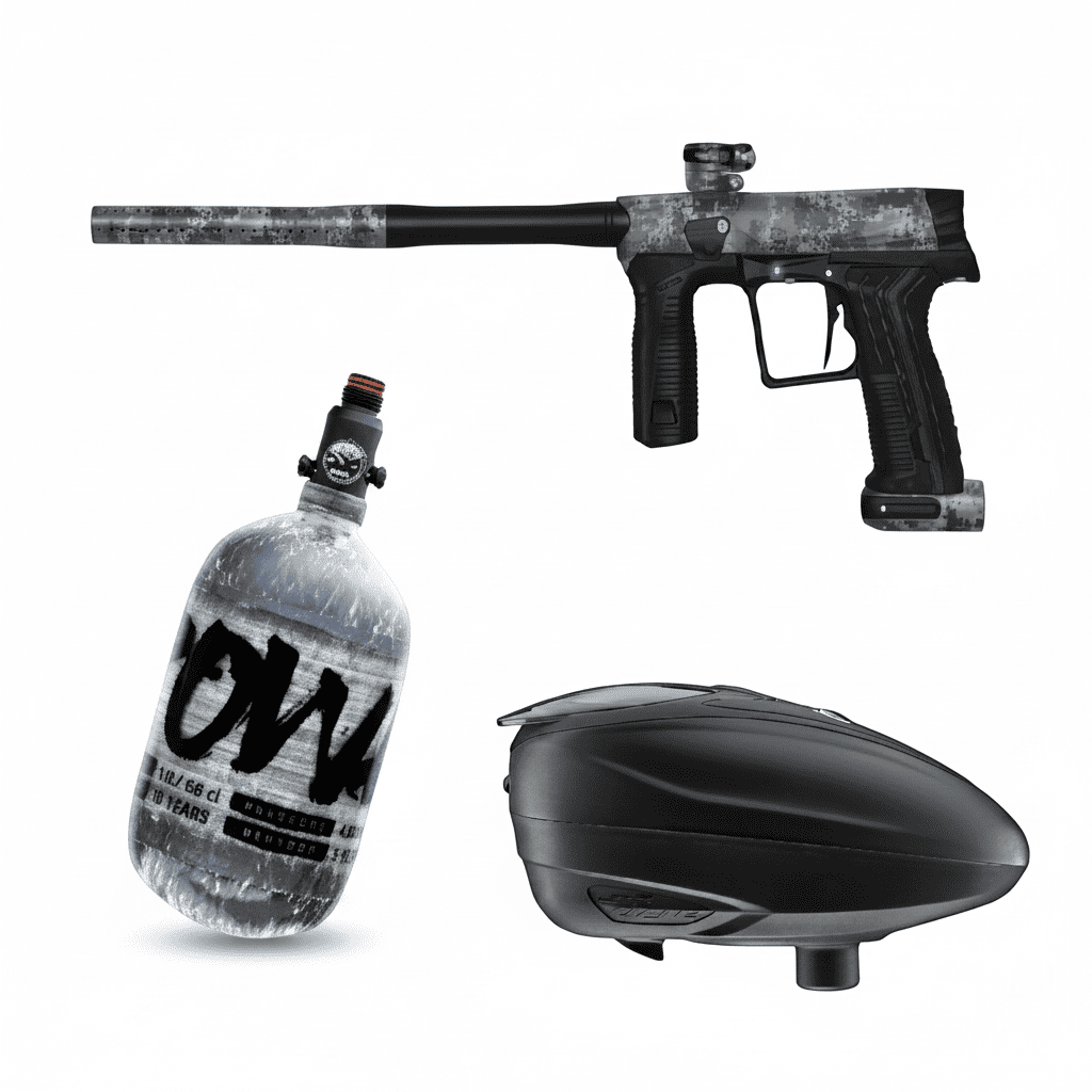 id-paintball Planet Eclipse ETHA 3 Paintball-Set in Urban HDE mit DYE Rotor LT-R Hopper und PowAir Carbon HP-System
