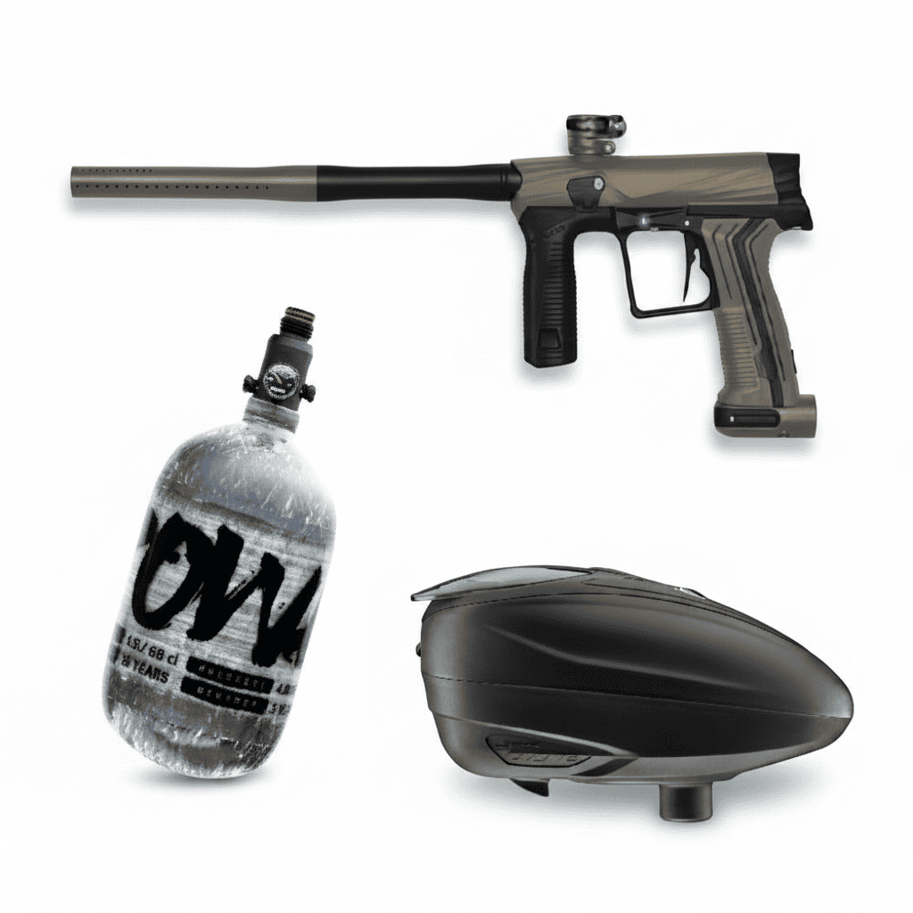 id-paintball Planet Eclipse ETHA 3 Paintball-Set in Earth mit DYE Rotor LT-R Hopper und PowAir Carbon HP-System