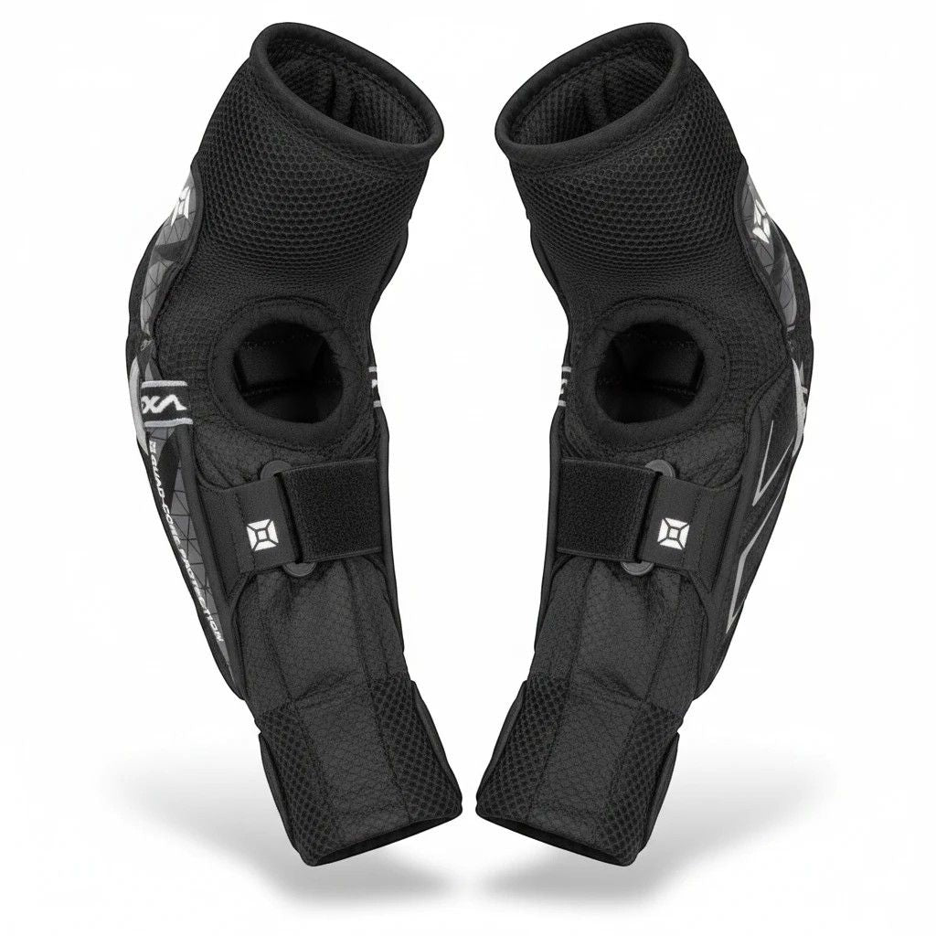 id-paintball Exalt FreeFlex Ellenbogenschoner in Schwarz mit atmungsaktiver Polsterung für Paintball-Spieler