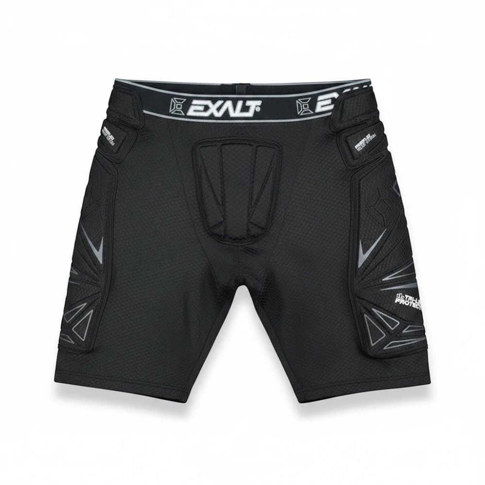 id-paintball Exalt FreeFlex Paintball Slide Short in Schwarz mit Polsterung an Hüfte und Oberschenkeln