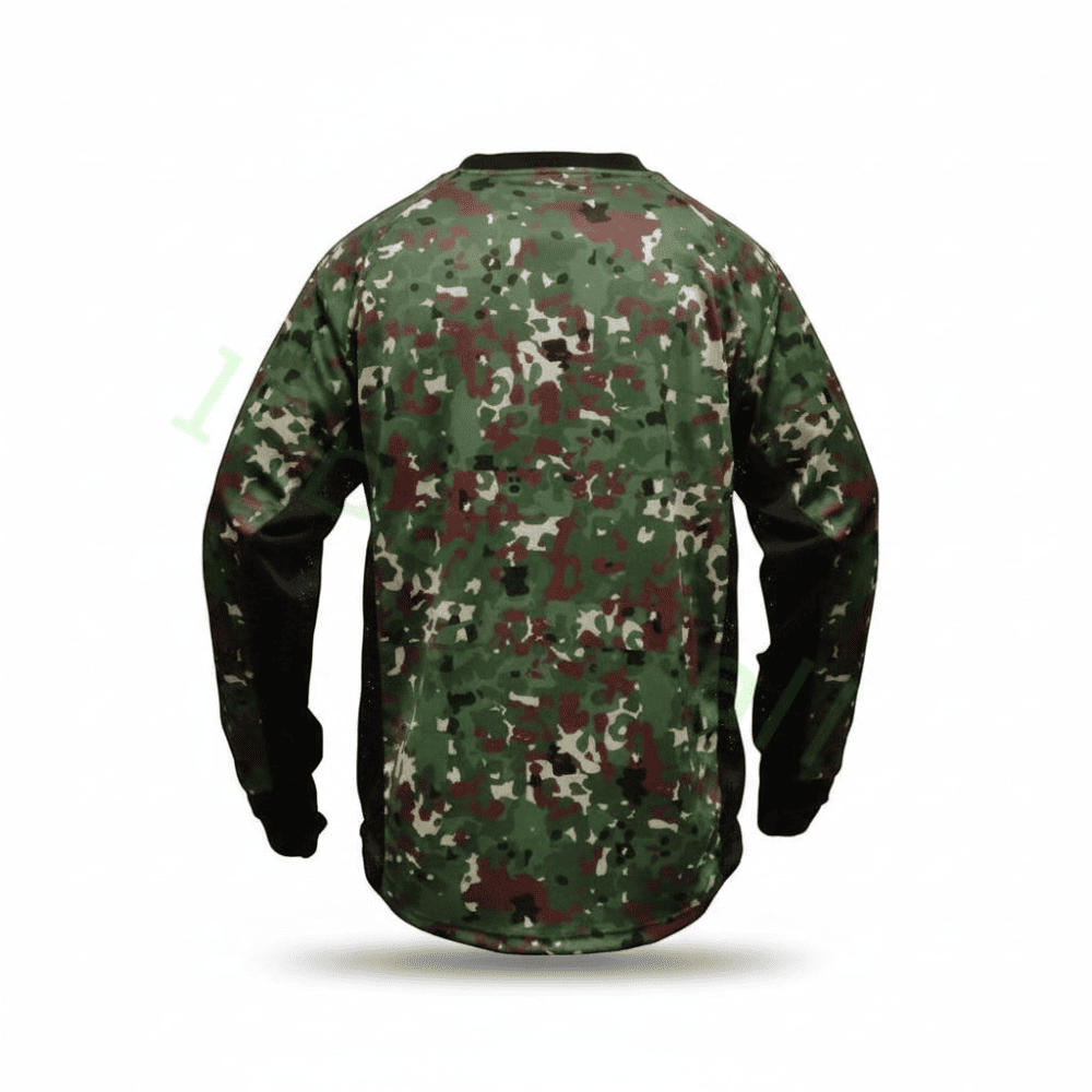 id-paintball Flecktarn Camo Paintball Jersey mit taktischem Tarnmuster, atmungsaktiven Einsätzen und V-Ausschnitt