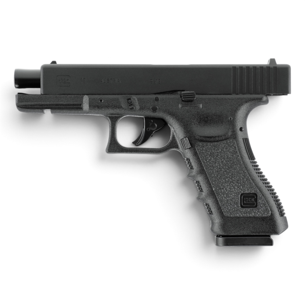 id-paintball GLOCK 17 CO2-Pistole mit Metallschlitten und originalen Markings in schwarzer Ausführung