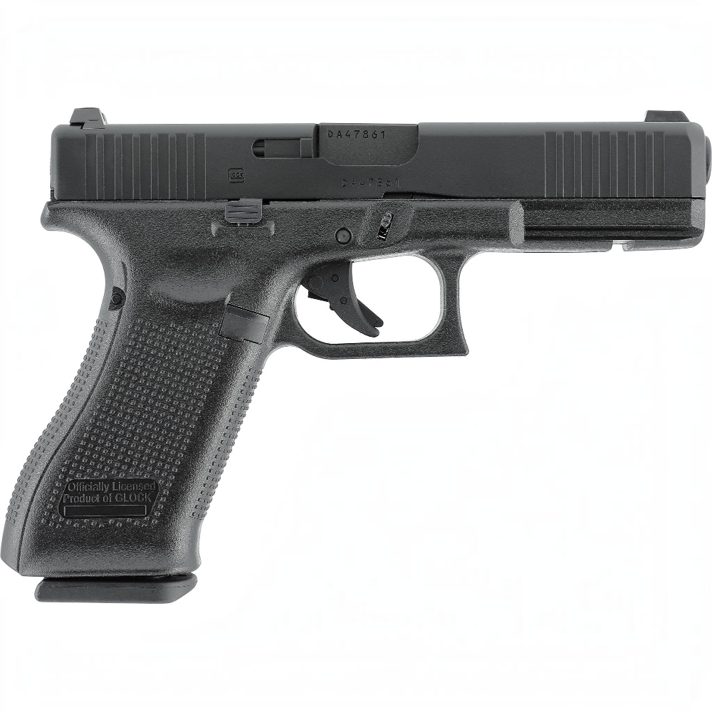 id-paintball Glock 17 Gen5 Airsoft-Pistole in Schwarz mit Metallschlitten und beidhändig bedienbaren Bedienelementen
