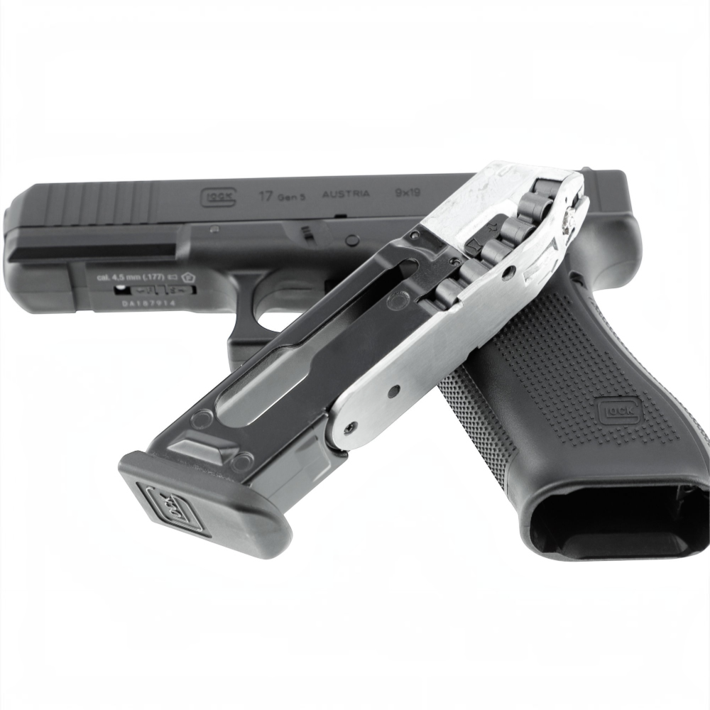 id-paintball GLOCK 17 Gen5 CO2 Pistole mit Kettenmagazin für 4,5 mm Diabolos und realistischem Metallschlitten