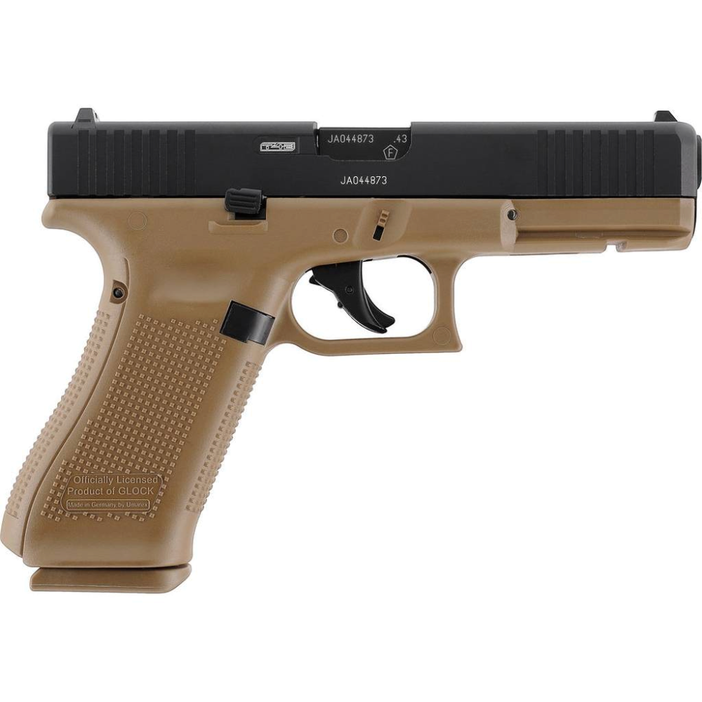 id-paintball T4E GLOCK 17 Gen5 French Army Edition Paintball-Pistole mit Coyote-Griffstück und schwarzem Schlitten