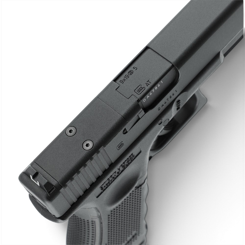 id-paintball GLOCK 19 Gen4 MOS CO2-Pistole mit Metallschlitten und Montageplatte für Optiken in der Draufsicht
