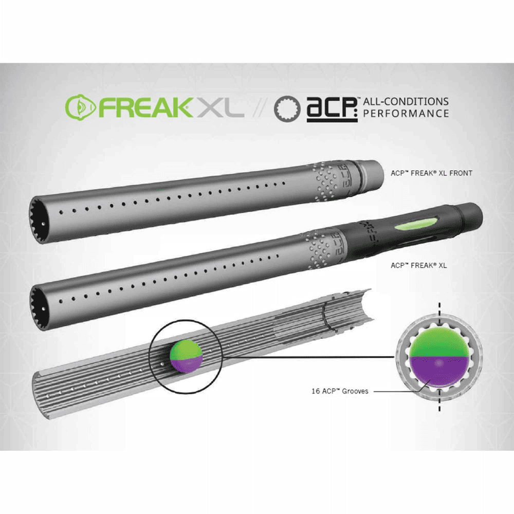 id-paintball GOG Freak ACP XL Lauf Front mit 16 geraden Zügen für präzise Paintball-Performance bei jedem Wetter